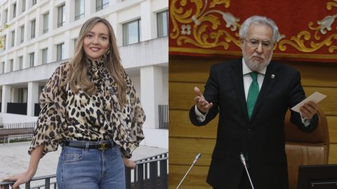 La conselleira Fabiola Garc�a y el presidente del Parlamento de Galicia, Miguel �ngel Santalices