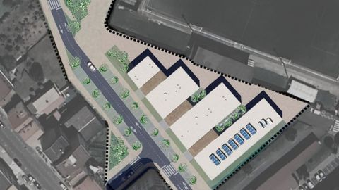 Croquis del futuro centro de salud de Cedeira, el �rea de aparcamiento y la calle que se abrir�