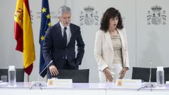 El ministro del Interior, Fernando Grande-Marlaska, y la titular de Igualdad, Ana Redondo, este martes en el Comit� de crisis institucional ante el repunte de casos de asesinatos machistas.