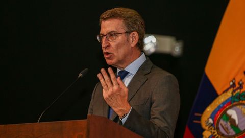 Feijoo, en una intervención en Quito, Ecuador