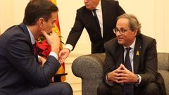Imagen de archivo de una reuni�n entre S�nchez y Torra