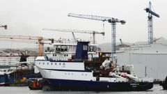 Botadura del oceanogr�fico Thuwal II para la Universidad de Ciencia y Tecnolog�a Rey Abdullah en la r�a de Vigo.