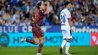 Samuele Mulattieri festeja su gol en Butarque