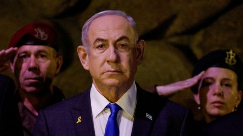 Netanyahu, el 6 de mayo en una ceremonia por el Da del Holocausto.