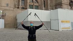 Campos, en la plaza del Obradoiro tras acabar la peregrinaci�n