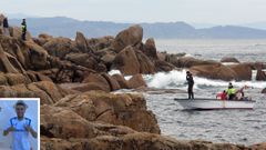 En el recuadro, imagen cedida de Ismael G.C., el joven de Valga fallecido cuando hac�a submarinismo en O Grove. La imagen principal corresponde al operativo de b�squeda