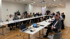 Eduardo M�guez, tercero por la izquierda, en la reuni�n de Aecoc celebrada en Barcelona en la que fue elegido presidente del Comit� de Productos del Mar