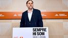El l�der de ERC, Oriol Junqueras, en rueda de prensa.