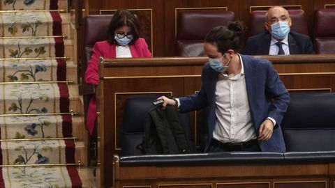 El vicepresidente del Gobierno, Pablo Iglesias, este mi�rcoles, en el Congreso