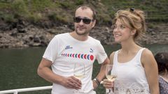 Carlos Montilla con la artista Virginia Maestro en la presentaci�n en marzo del Festival Ribeira Sacra