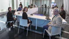 Marta Garc�a P�rez, �ngeles V�zquez y Francisco Javier Sanz Larruga, antes del inicio del encuentro