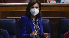 La ministra de Defensa, Margarita Robles, este mircoles en el Congreso de los Diputados