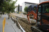 Las obras en las inmediaciones de la Comisara de Ourense, una de las que est en marcha. 