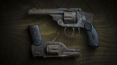 Las pistolas halladas por el matrimonio americano en su casa de Cerdedo, en una imagen tomada por el propio Jones, que es fot�grafo.