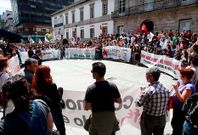 Una de las protestas de estudiantes en el centro de Vigo en defensa de la ense�anza p�blica. 
