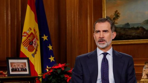 Felipe VI durante su tradicional discurso de Nochebuena