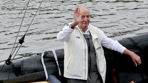 El rey emrito, durante una visita a Sanxenxo