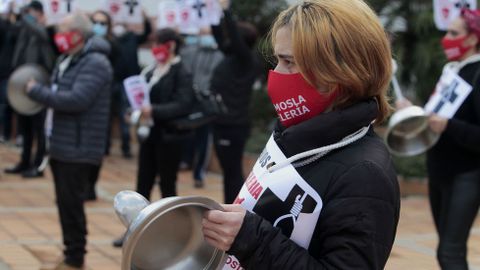 Los hosteleros protestaron de forma ruidosa en Monforte