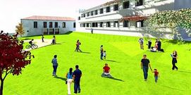 Recreaci�n de la parte delantera (arriba) y trasera del inmueble.