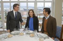 Feijoo, S�enz de Santamar�a y Rey Varela ayer en el Parador. 