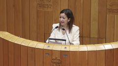 La conselleira de Mar, Marta Villaverde, durante su comparecencia en el Parlamento