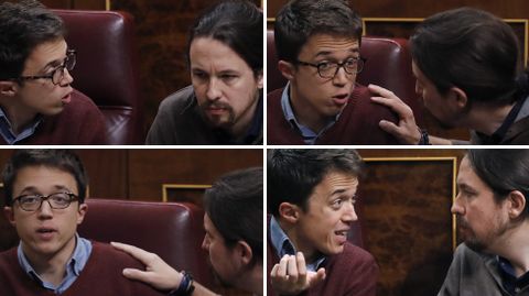 Iglesias y Errejón discuten en el escaño durante el pleno del Congreso