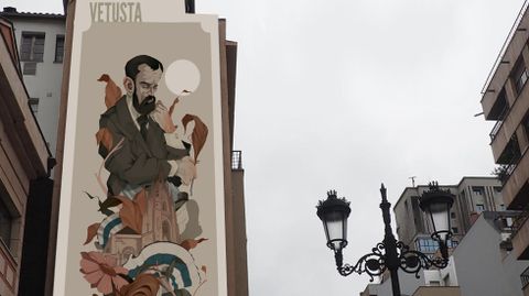 Foto del foto del boceto ganador del concurso para pintar un mural sobre �Clar�n� en la calle Santa Clara, en Oviedo.Foto del foto del boceto ganador del concurso para pintar un mural sobre �Clar�n� en la calle Santa Clara, en Oviedo