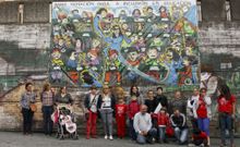 Una obra de la pintora Renata Otero se sum� ayer por las tarde a las reivindicaciones de Vite. 