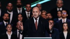 Rumen Radev, durante un mitin