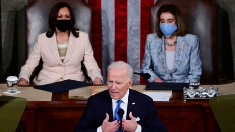 Joe Biden, durante su discurso tras los primeros 100 d�as como presidente de EE.UU.