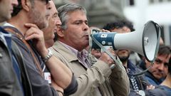Sinde, durante una movilizaci�n del naval en Ferrol