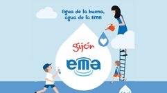 Etiqueta publicitaria del agua de la EMA embotellada
