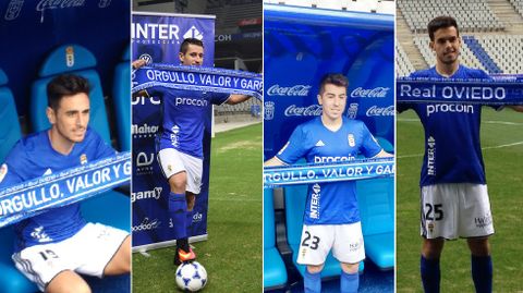 David Costas, Sa�l Berj�n, Carlos de Pena y Borja Dom�nguez, los cuatro ficjaes del Oviedo en el mercado invernal