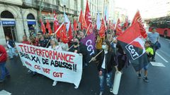 Manifestaci�n de los sindicatos de Teleperformance en A Coru�a