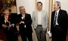Varela, Fern�ndez Mouri�o, Garc�a Seoane y Manuel Rivas, en una reuni�n de la Mancomunidad.