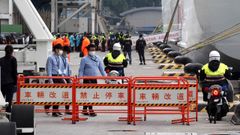 Exteriores del crucero japon�s en cuarentena por el coronavirus