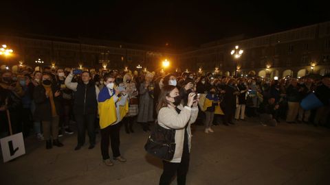 Acto contra la guerra de Ucrania en la plaza de Mara Pita