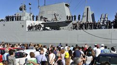 La F-105 en su llegada a Ferrol tras operar con la OTAN en el 2014