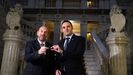 El presidente de la Junta General del Principado, Juan Cofi�o, y el consejero de Hacienda y Fondus Europeos, Guillermo Pel�ez