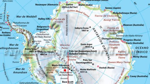 El punto rojo en la plataforma de hielo Ross indica la localizaci�n aproximada donde se realiz� la perforaci�n y extracci�n del n�cleo.