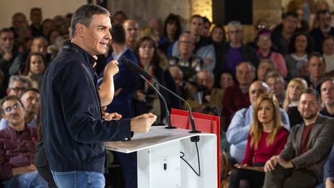 El presidente del Gobierno, Pedro S�nchez, en un acto electoral en Burgos el pasado jueves.