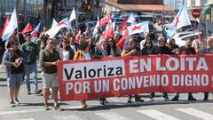 Manifestaci�n de los trabajadores de Valoriza el pasado mi�rcoles en Cambados