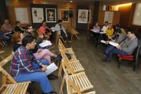 La reuni�n de los portavoces pol�ticos y el sector, ayer. 