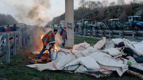 Fogata en la mediana de la autov�a