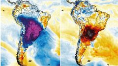 A la izquierda anomal�a fr�a registrada el pasado 28 de julio y a la derecha anomal�a c�lida del d�a 18 de agosto