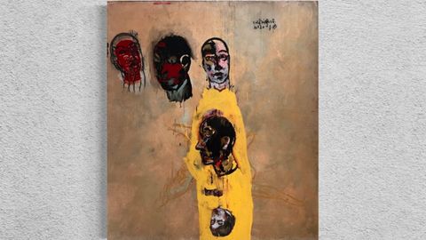 15.000�euros. Carlos Quintana. (Cuba, 1966). Rare. �leo, cart�n y pintura de barco, sobre lienzo.