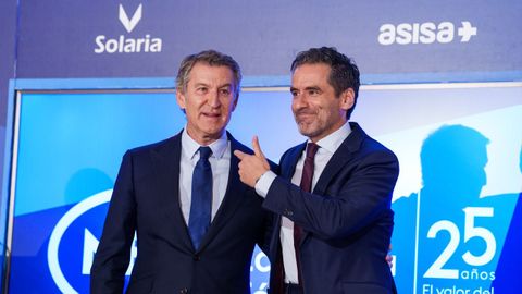 Feijoo y Borja S�mper, durante el acto celebrado en Madrid tras la reincorporaci�n del vicesecretario de Cultura a G�nova despu�s de superar una grave enfermedad
