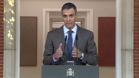 S�nchez, este lunes durante la declaraci�n institucional en la que anunci� el adelanto de las generales.