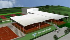 Recreaci�n de las pistas cubiertas en el club de tenis.