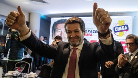André Ventura, líder del partido ultraderechista Chega y candidato a primer ministro de Portugal